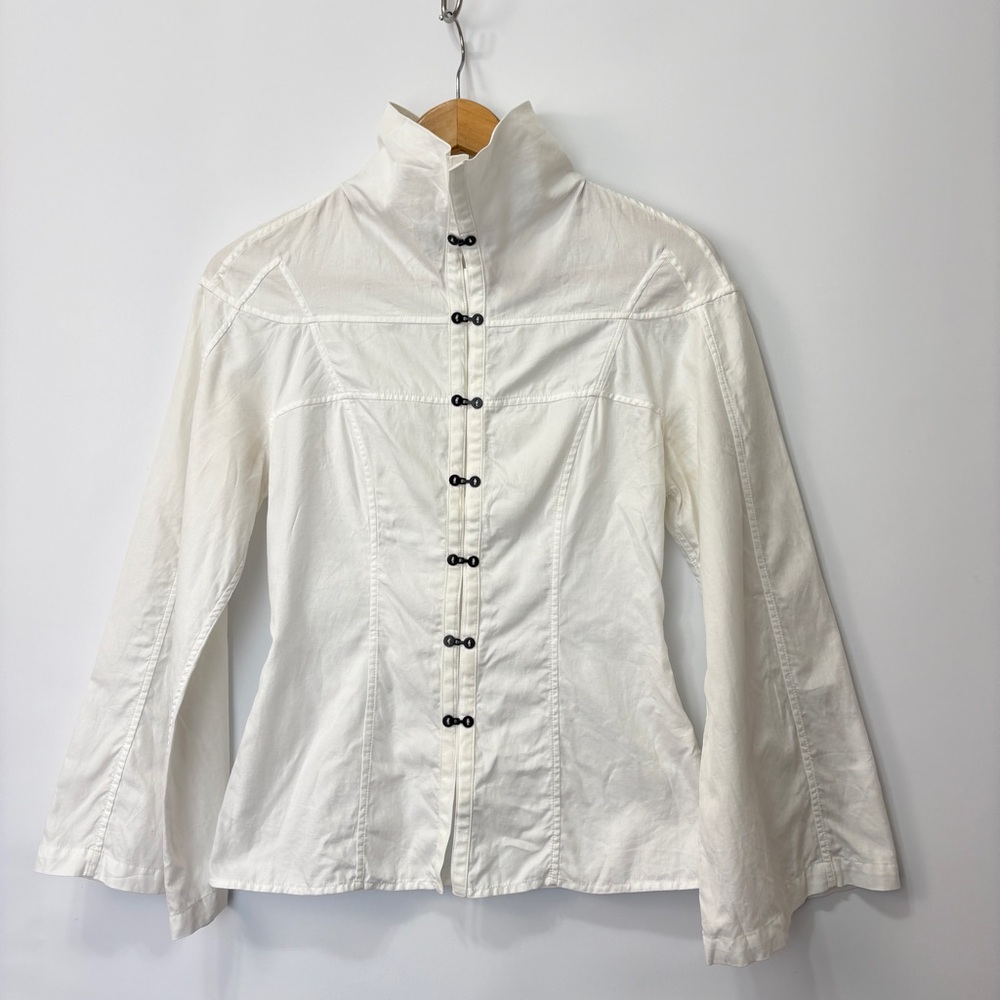 Alidio Michelli VTG White Chinese Imperial Style Slim Fit Hooke & Eye Closure 4